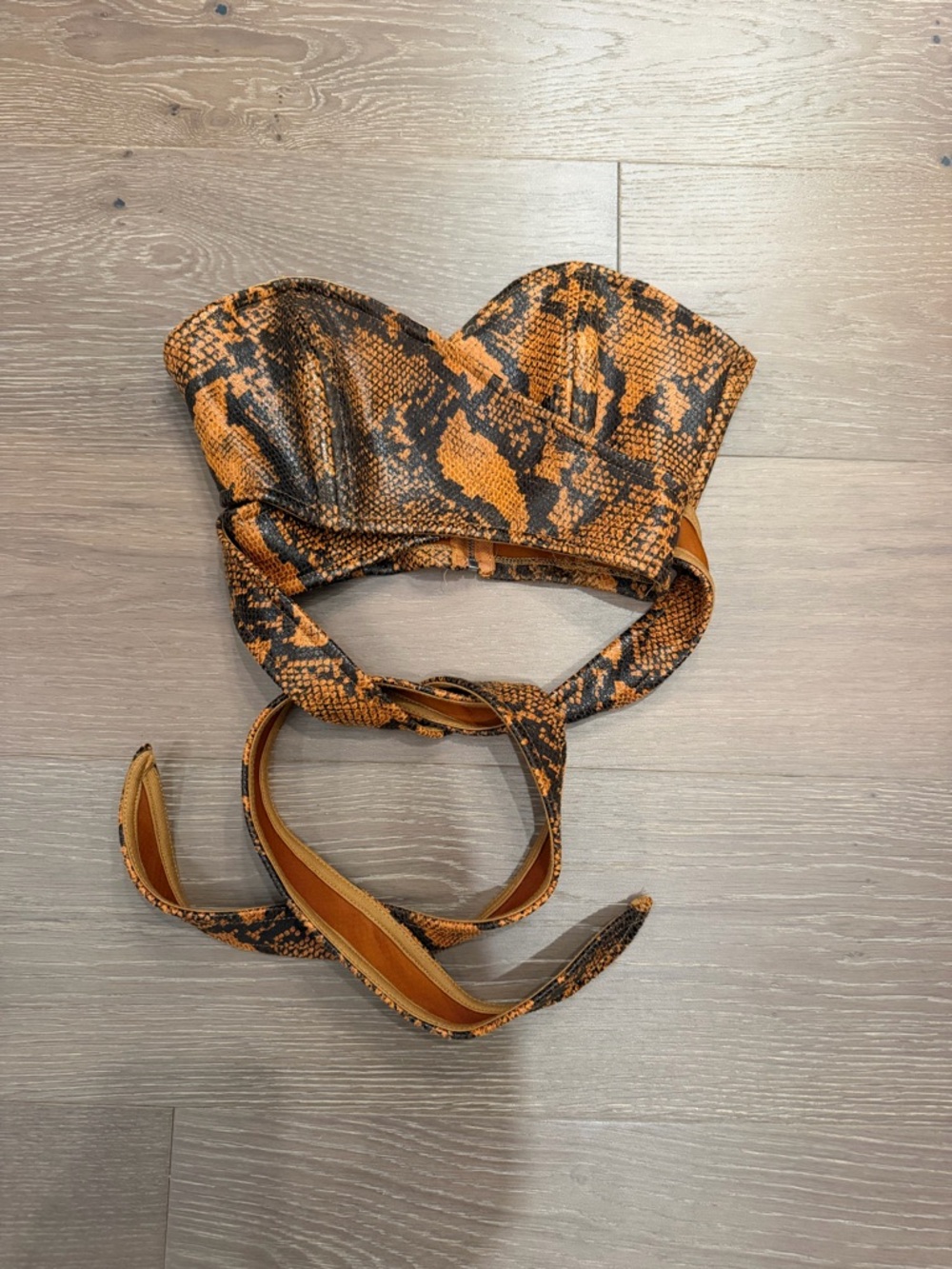 Urban Outfitters Rust Orange Snakeskin Strapless Bustier